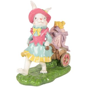 Clayre & Eef decoratieve konijnenfiguur wit-groen 19x11x23 cm