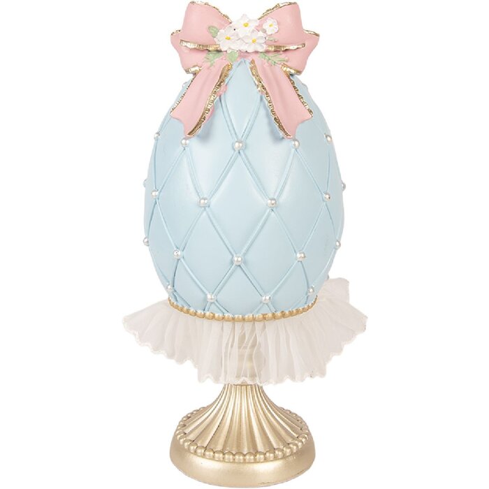 Clayre & Eef decoratief ei blauw-goud Ø 12x28 cm