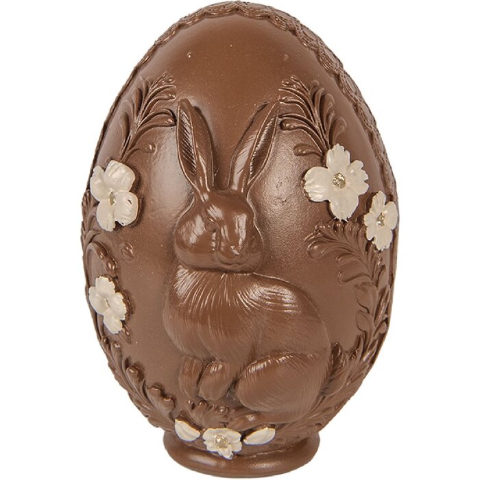 Clayre & Eef decoratief ei bruin-wit Ø 9x13 cm