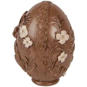 Clayre & Eef decoratief ei bruin-wit Ø 9x13 cm