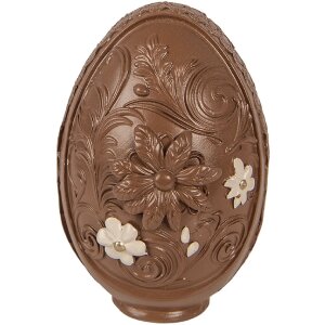 Clayre & Eef kerstdecoratie ei bruin-wit Ø 9x13 cm