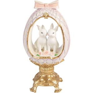 Clayre & Eef Kerstdecoratie Ei met Konijntje Wit-Goud...