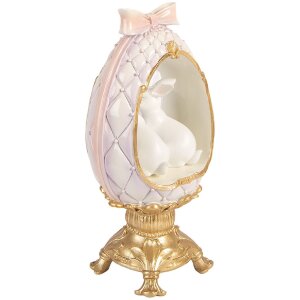 Clayre & Eef Kerstdecoratie Ei met Konijntje Wit-Goud...