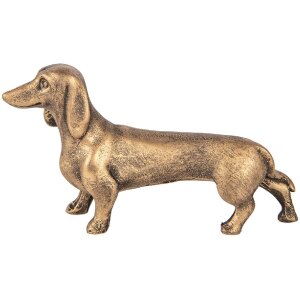 Clayre & Eef decoratief hondbeeld bruin-brons 14x4x8 cm