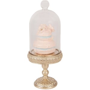 Clayre & Eef Glasglocke met goud- en roze decoratie Ø 7x17 cm