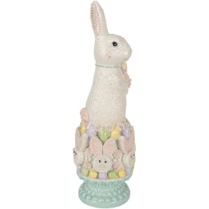 Clayre & Eef Kerstdecoratie Konijn Wit-Roze 12x11x34 cm