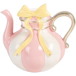 Clayre & Eef Kandelaar in Theekannevorm Roze-Wit...