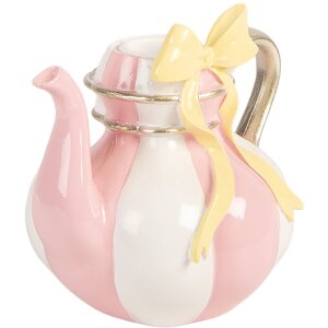 Clayre & Eef Kandelaar in Theekannevorm Roze-Wit...