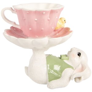 Clayre & Eef Kerstdecoratie Kaninchen in Wit en Roze, 20x14x17 cm