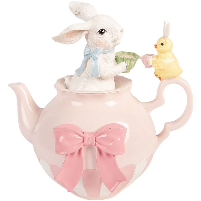 Clayre & Eef decoratief konijn wit roze 20x14x20 cm