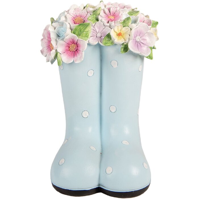 Clayre & Eef kerstdecoratie stiefel blauw-wit 20x18x26 cm