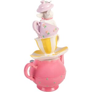 Clayre & Eef Decoratief Beeld Teekanne met Hase 16x13x26 cm