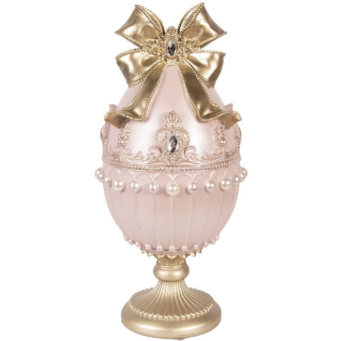 Clayre & Eef kerstdecoratie-ei, roze-goud, Ø 15x31 cm