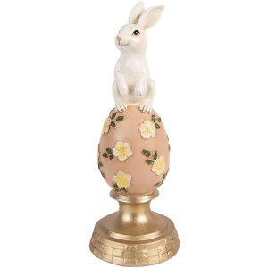 Clayre & Eef Kerstdecoratie Kanijn op Ei Wit Roze...