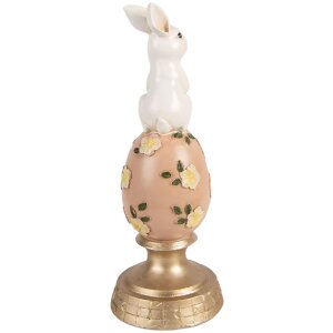 Clayre & Eef Kerstdecoratie Kanijn op Ei Wit Roze Ø 10x26 cm