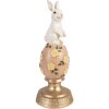 Clayre & Eef Kerstdecoratie Kanijn op Ei Wit Roze Ø 10x26 cm
