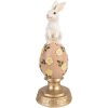 Clayre & Eef Kerstdecoratie Kanijn op Ei Wit Roze Ø 10x26 cm