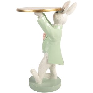 Clayre & Eef decoratieve konijnfiguur wit en groen 19x14x28 cm