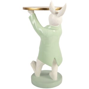 Clayre & Eef decoratieve konijnfiguur wit en groen 19x14x28 cm