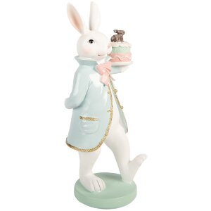 Clayre & Eef decoratief konijn met taart, wit en...