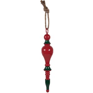 Clayre & Eef kerstdecoratie hanger metaal rood-groen...