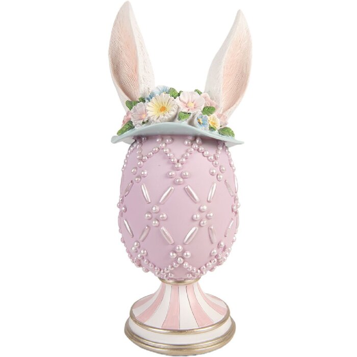 Clayre & Eef Kerstdecoratie Ei Paars-Wit Ø 13x30 cm