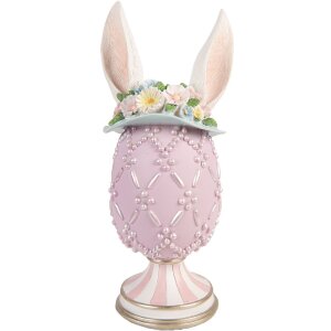 Clayre & Eef Kerstdecoratie Ei Paars-Wit Ø...