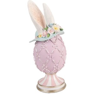 Clayre & Eef Kerstdecoratie Ei Paars-Wit Ø...