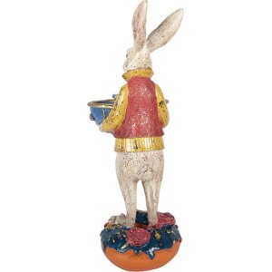 Clayre & Eef Kerstdecoratie Konijn met Schaal beige blauw 12x10x28 cm