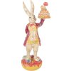 Clayre & Eef Kerstdecoratie Konijn met Taart, beige en rood, 14x10x30 cm