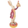 Clayre & Eef Kerstdecoratie Konijn met Taart, beige en rood, 14x10x30 cm
