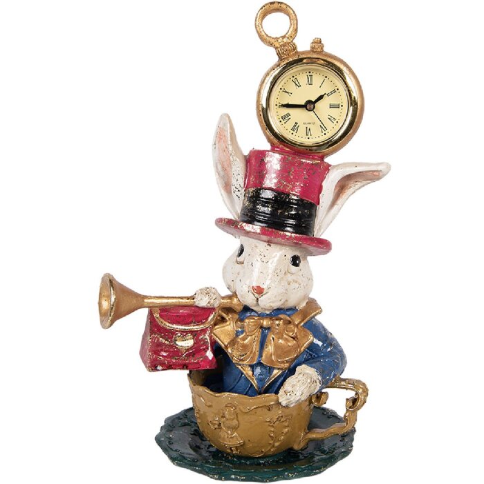 Clayre & Eef Kerstdecoratie Kaninchen met Uurwerk Beige Goud 15x11x23 cm