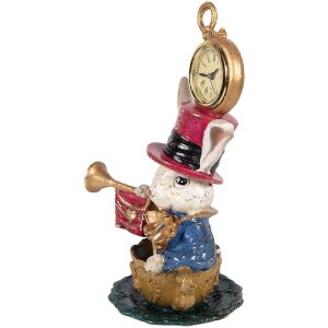 Clayre & Eef Kerstdecoratie Kaninchen met Uurwerk Beige Goud 15x11x23 cm