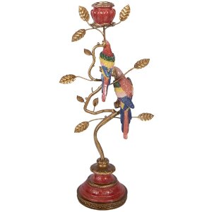 Clayre & Eef Kandelaar Vögel in Rood en Goud...