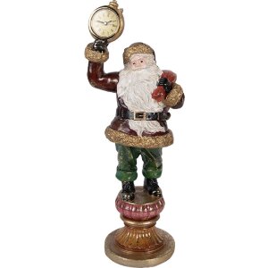 Clayre & Eef kerstman-figuur met klok rood goud...