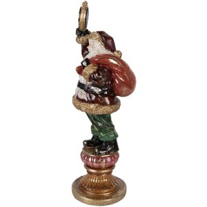 Clayre & Eef kerstman-figuur met klok rood goud 15x13x39 cm