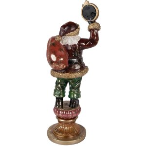 Clayre & Eef kerstman-figuur met klok rood goud 15x13x39 cm