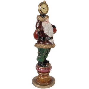 Clayre & Eef kerstman-figuur met klok rood goud 15x13x39 cm