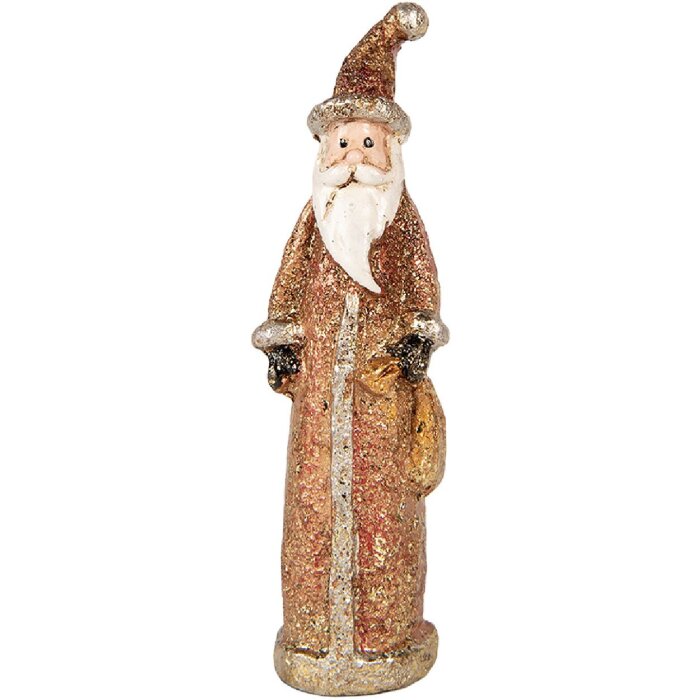 Clayre & Eef kerstman-figuur rood-goud 4x3x12 cm