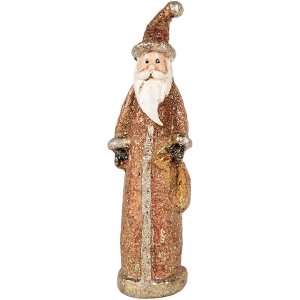 Clayre & Eef kerstman-figuur rood-goud 4x3x12 cm