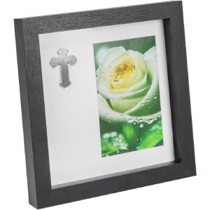 Walther Memoria houten fotolijst zwart met kruissymbool...