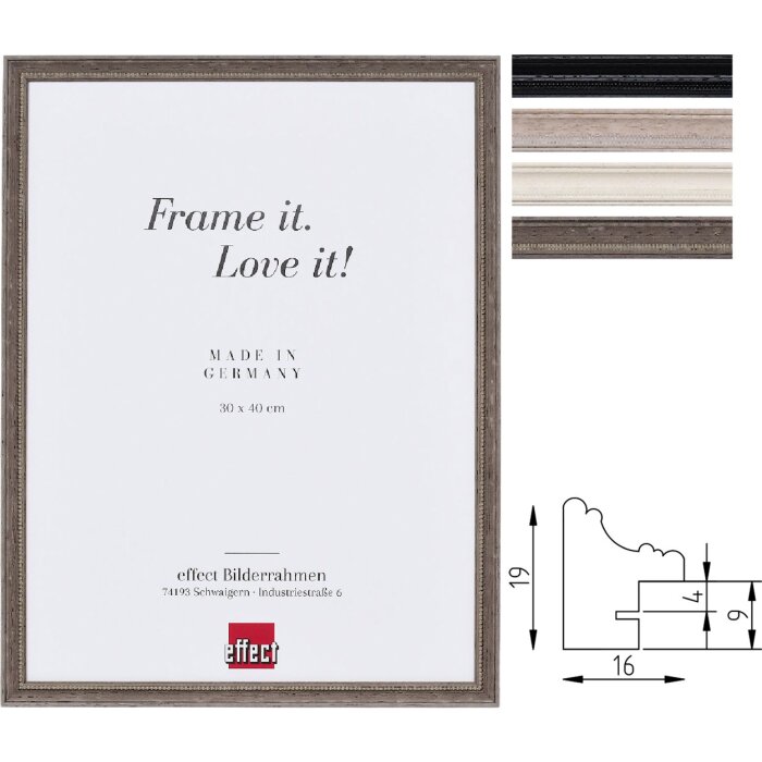 Effect Houten Fotolijst Profil 2440 – Zwart, Lichte Bruin, Bruin met Shabby-Chic Finish