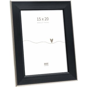 Deknudt fotolijst S244 zwart met zilveren rand 15x20 cm