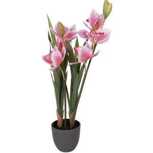 Clayre & Eef kunstplant Cattleya Hybrida roze-groen 14x14x55 cm