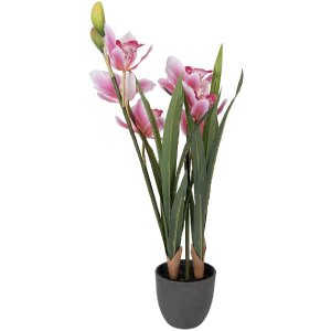 Clayre & Eef kunstplant Cattleya Hybrida roze-groen 14x14x55 cm