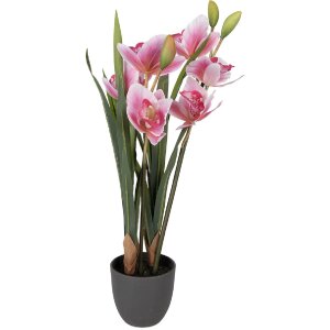 Clayre & Eef kunstplant Cattleya Hybrida roze-groen 14x14x55 cm