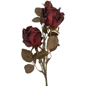 Clayre & Eef Kerstdecoratie Tak met Bloemen Rood-Groen 12x12x70 cm