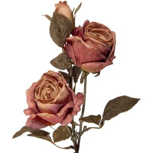 Clayre & Eef Kerstdecoratie Tak met Roze en Groene Bloemen 12x12x70 cm