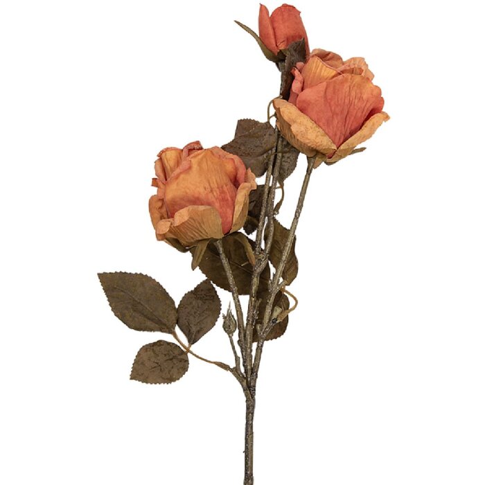 Clayre & Eef decoratieve tak met bloemen oranje groen 12x12x70 cm