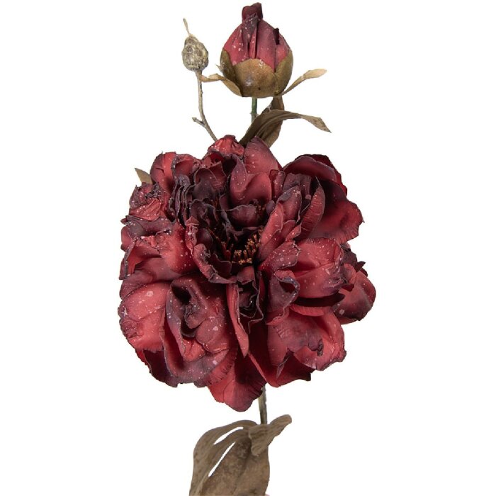 Clayre & Eef kerstdecoratie tak met bloemen 14x17x73 cm, rood en groen